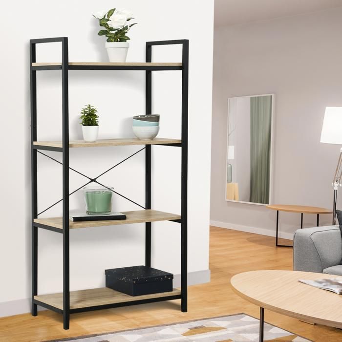 Etagère 4 niveaux DETROIT design industriel 130 CM