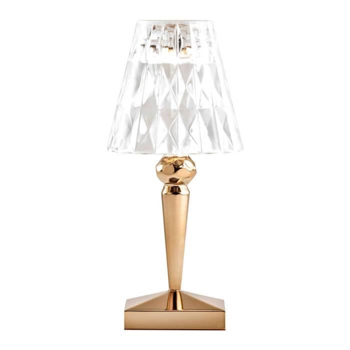 BATTERY-Lampe baladeuse LED d'extérieur rechargeable H22cm or et transparent Kartell - designé par Ferruccio Laviani