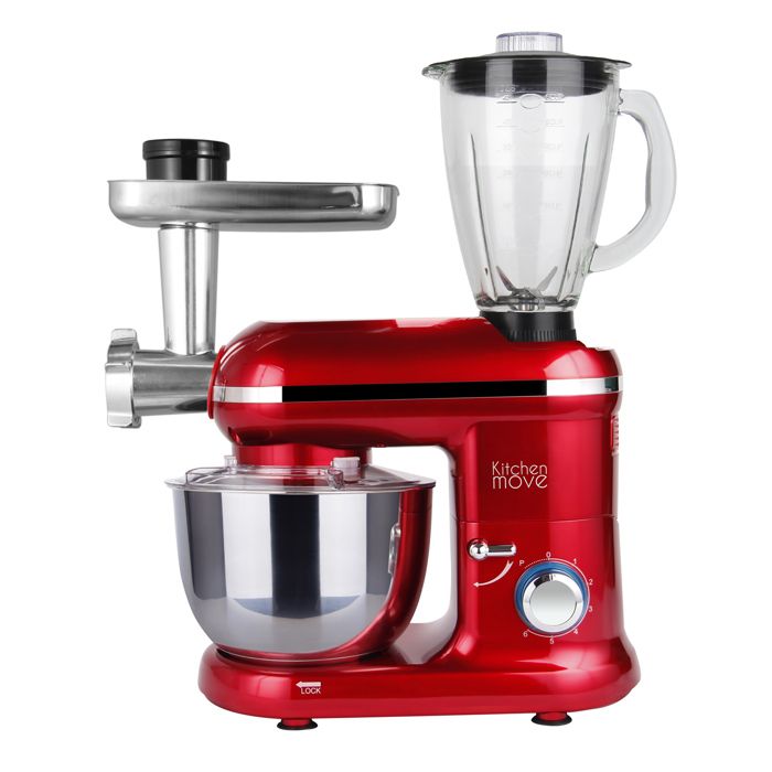 Kitchen Move - Robot patissier hachoir blender multifonction BAT-1519BM - 1500W - Bol 5.5L - DALLAS PRO - Rouge acier