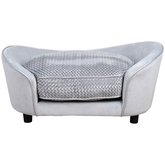 Canapé Chien Chat sur Pied Style Moderne Coussin d'assise Amovible Lavable Grand Confort 78,5 x 57 x 35,5 cm Gris 78x57x36cm