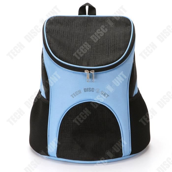 TD® Sac pour animaux de compagnie à double fermeture éclair portable en maille à trois côtés respirant sac à dos pliable pour animau