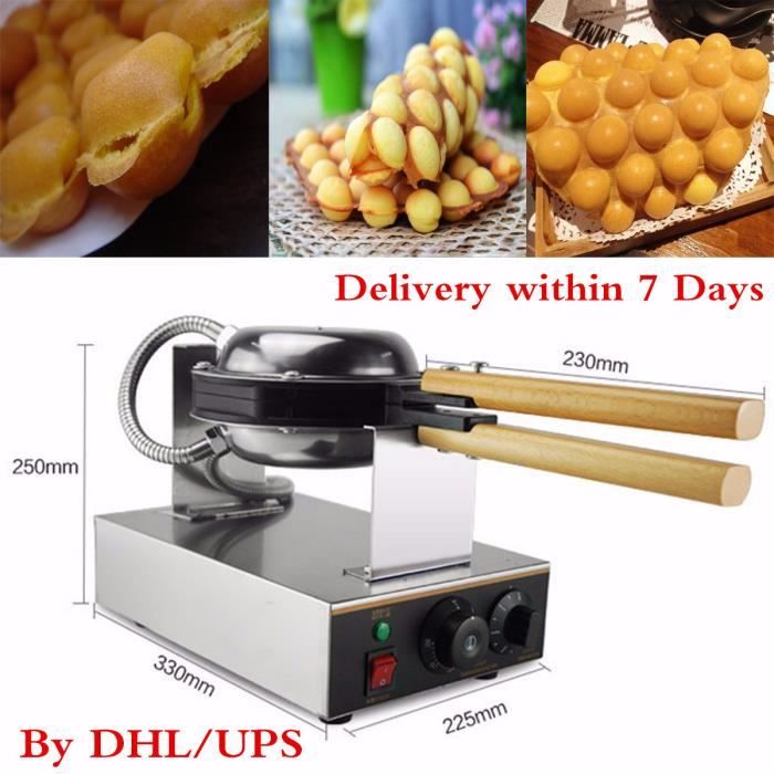 220V 1.3KwGaufrier Electrique Oeuf Gâteau Four QQ Egg Waffle Baker Maker Machine