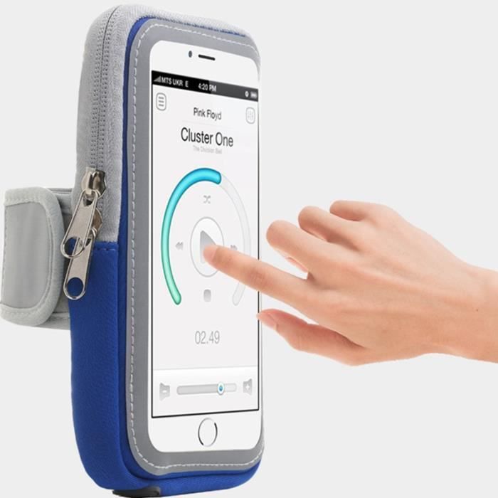 Brassard sac de sport course marche pour téléphone iPhone 8 Plus iPhone12 Samsumg Xiaomi de 4 à 6 pouce Bleu