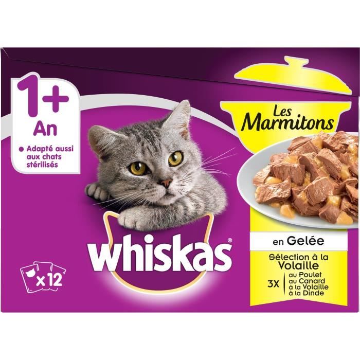 WHISKAS Sachet fraicheur - Gelée de volaille - 12 x 85 g