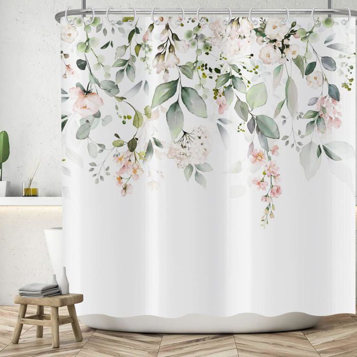 Rideau De Douche Rayures Noires Et Roses - 120x200 Cm, Anti-moisissure, Imperméable, Polyester - Avec 8 Crochets Inclus
