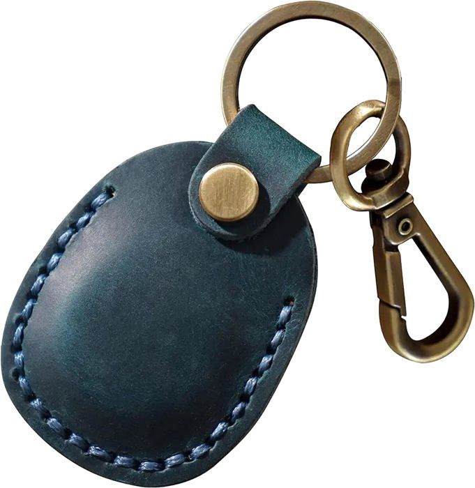 Étui De Protection Airtag En Cuir Véritable Avec Porte-Clés - Porte