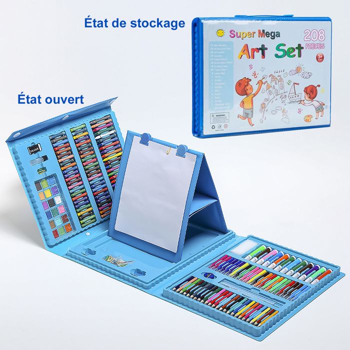 WOZWE Ensemble d'outils de dessin pour enfants 208 pièces, coffret
