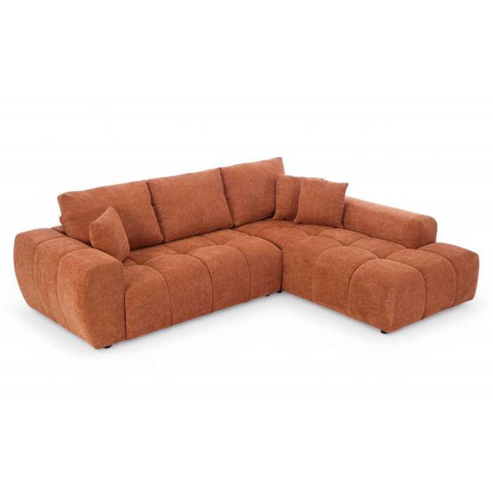 Canapé dangle droit en tissu 3 places terracotta L 270 cm Neptune - Oviala