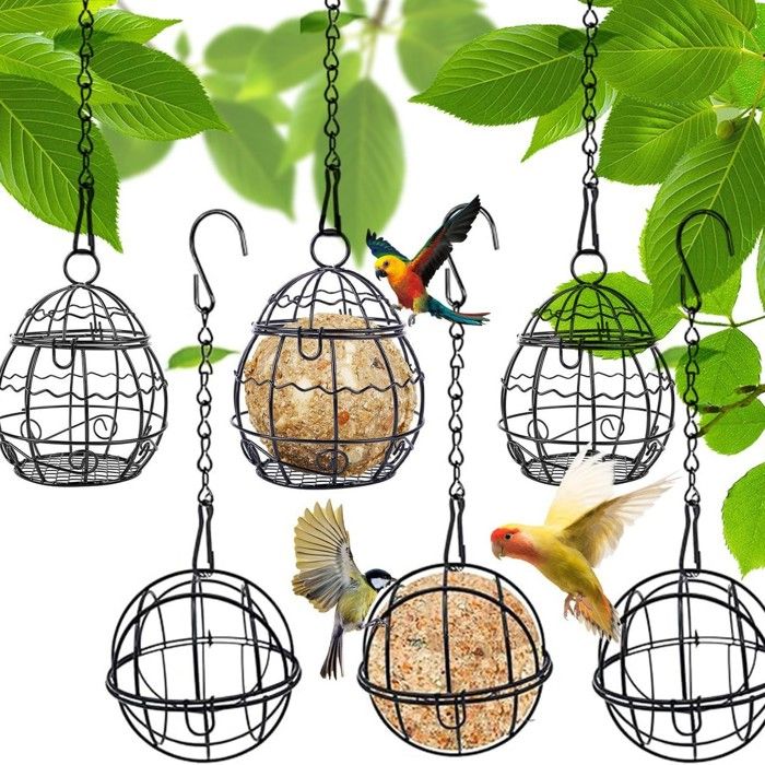 6 pièces cage à oiseaux dextérieur mangeoire suspendue pour oiseaux mangeoire de jardin pour oiseaux 2 modèles 3 p