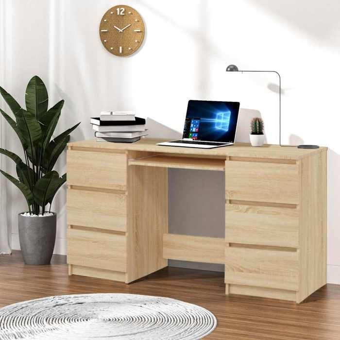 Bureau - VIVALDI - Steve - 130 cm - Chêne Sonoma - Bureau Chêne sonoma 140x50x77 cm - bois dingénierie 18549