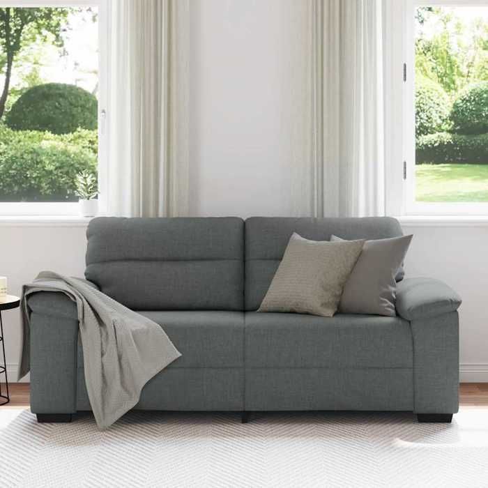 Canapé rembourré 2 places - VIDAXL - Gris foncé - 140 cm - Tissu polyester - 182x81x84 cm - Accoudoirs larges - Moelleux