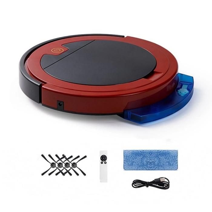 Aspirateur robot bac à poussière de 300 ml réservoir deau de 150 ml plusieurs modes de nettoyage capacité de 2000 mAh noir