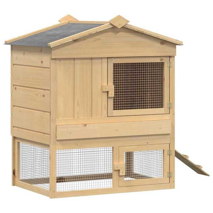 Poulailler en bois - vidaXL - 75x59x60 cm - Marron - Bois de pin massif - Acier enduit de poudre