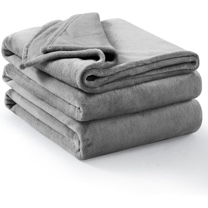 Plaid polaire grande taille – 200X230cm gris flanelle douce/chaude jeté canapé ou lit deux personnes