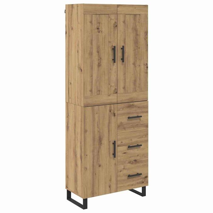 Buffet haut moderne - vidaXL - Chêne artisanal - 695 x 34 x 180 cm - Bois dingénierie - 3 portes - Tiroir intégré