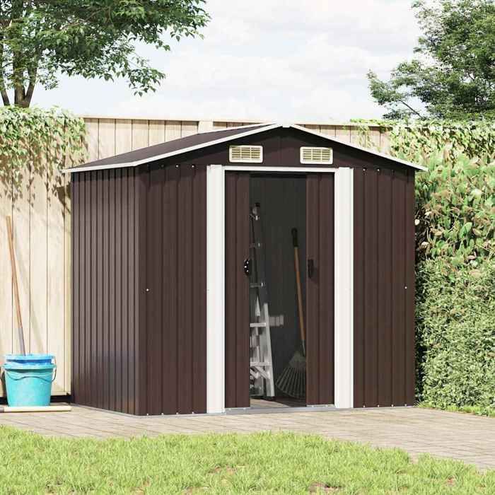 BEST-HOME Meuble de jardin - UU - Abri de stockage pour jardin Marron 204x132x186 cm Acier HH8553