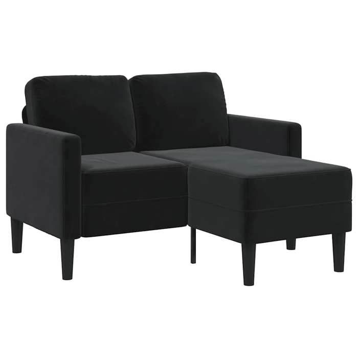 NEW 2026 Canapé moderne - Design ergonomique - pour salon - 2 places avec méridienne en L Noir 125 cm Velours L2852