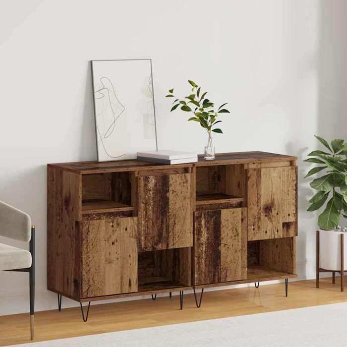 Buffet - (2 pcs) - Meuble rangement - Bois ancien 60x35x70 cm A3004