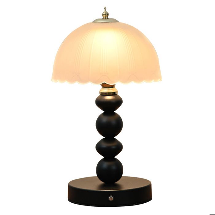 Lampe de bureau lampe de bureau rétro style champignon Abat-jour en verre Lampe 3 températures de couleur réglable Pour chambre