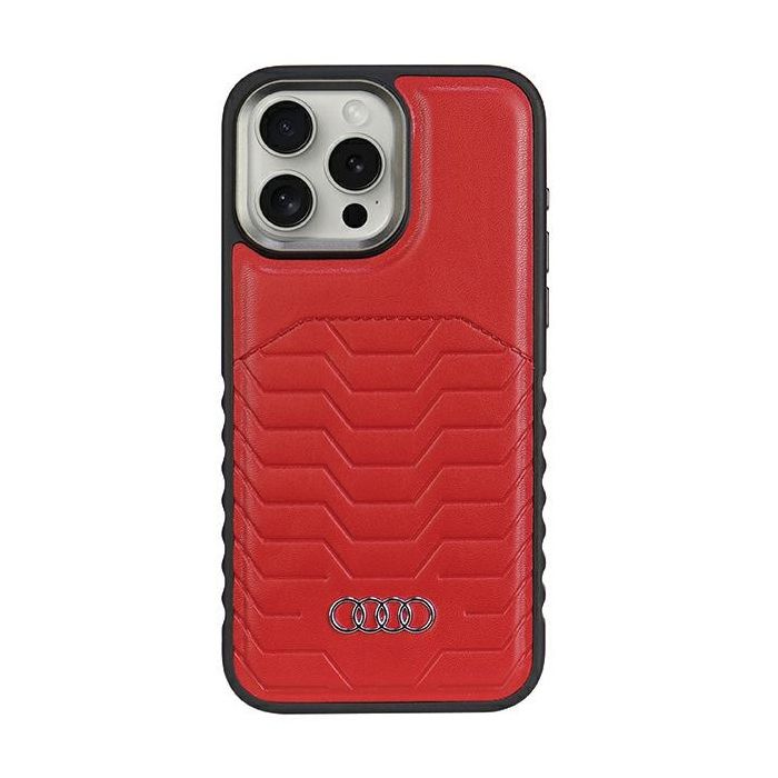 Coque MagSafe - AUDI - iPhone 14 Pro Max - Cuir synthétique - Rouge - Compatible MagSafe