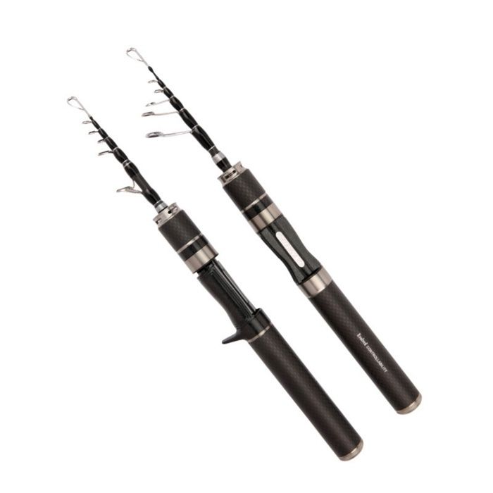 Canne à pêche Canne télescopique 32 cm pour pêche au chevesne Anneaux de guidage en céramique Compacte et portable Matériau carbone
