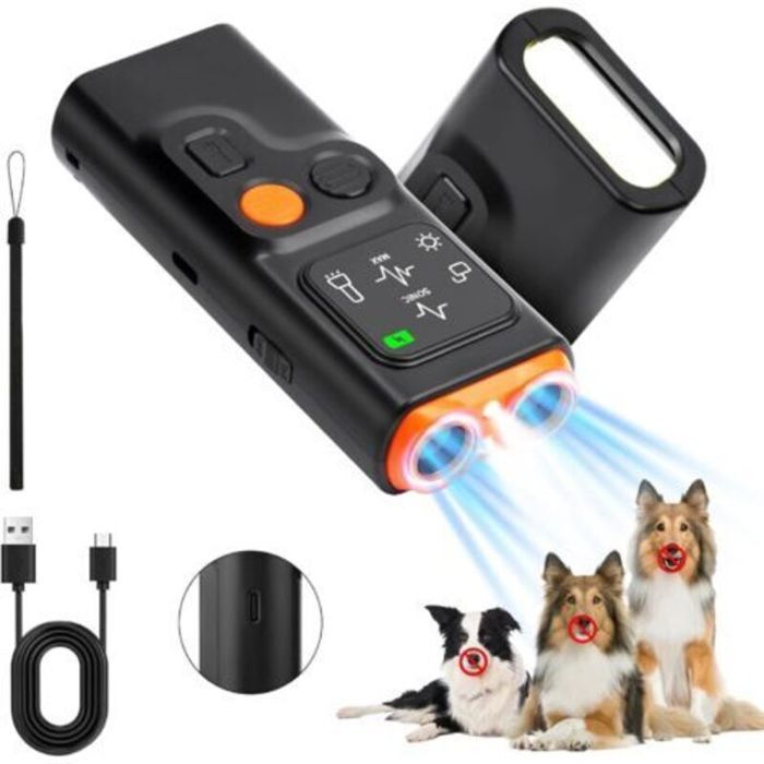 Anti Aboiement Chien Répulsif à Ultrasons Chien Dispositif Anti Aboiement Chien avec 2 Modes et Stroboscope Rechargeable Disposit
