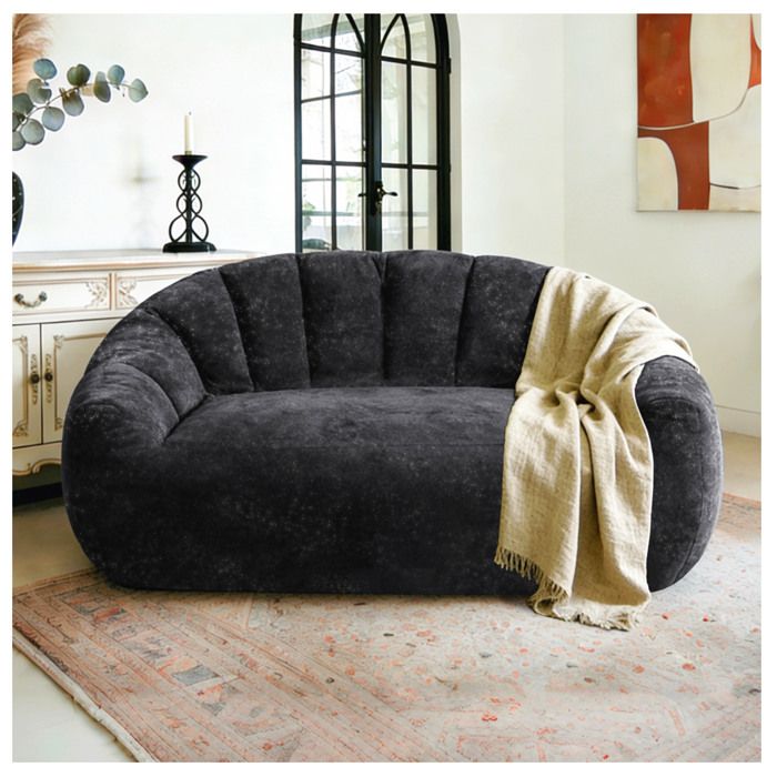 Canapé fixe noir en flanelle 140 x 98 x 61