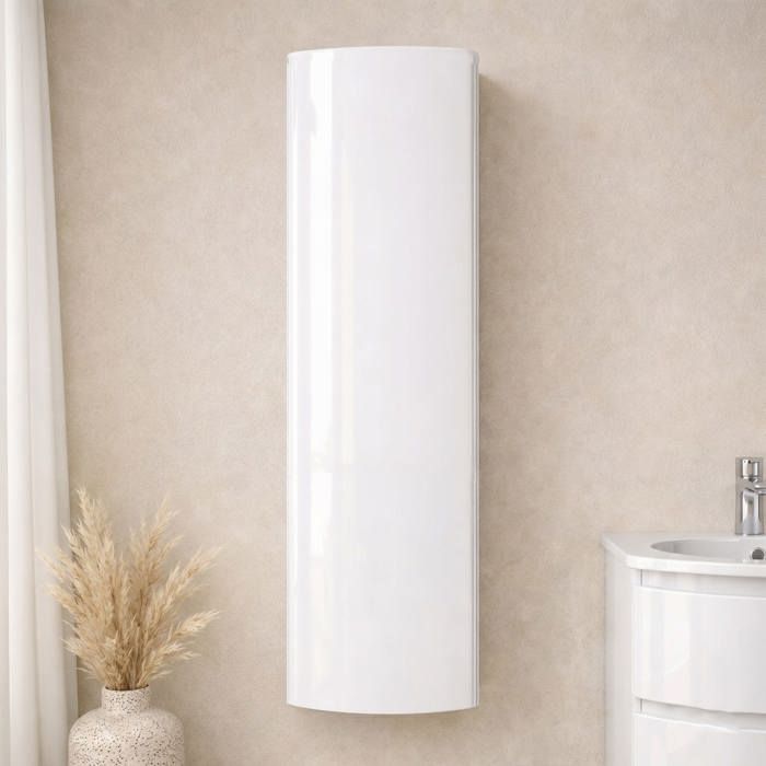 Colonne de salle de bain suspendue blanc brillant moderne gain de place porte courbe Los Angeles Colonne de salle de bain suspendue blanc brillant moderne gain de place porte courbe Los Angeles
