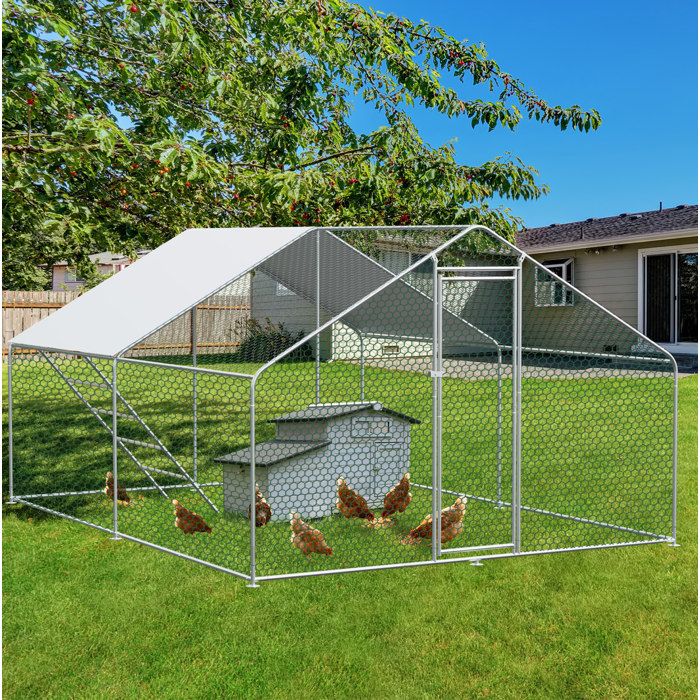 Enclos métallique pour poules lapins et autres petits animaux 3 x 4 x 2 m serrure et toile PE étanche