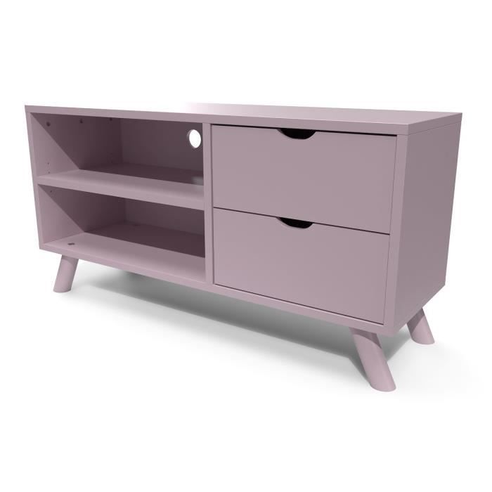 meuble tv scandinave viking bois - abc meubles - violet pastel - 2 tiroirs