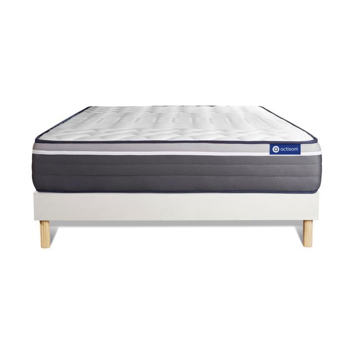 Ensemble Matelas Sommier 120x190 cm - Sommier Blanc (en kit) - Actiflex Plus