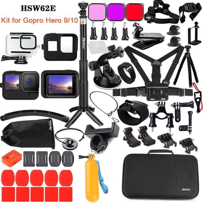 Kit d'accessoires compatible avec GoPro Hero 10 / Hero 9 Noir