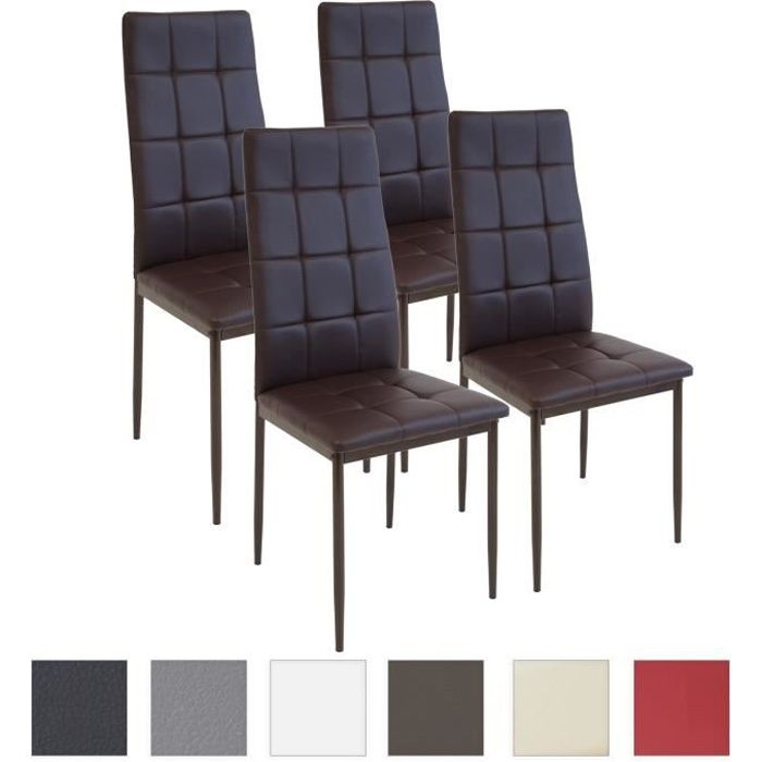 Lot de 4 chaises ALBATROS RIMINI en simili brun, contrôlées par SGS - Design contemporain pour salle à manger