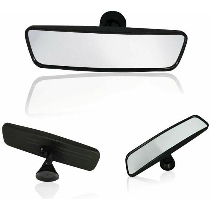 LARGE MIROIR RETROVISEUR INTERIEUR VENTOUSE VAN BUS VOITURE SUV 25 CM UNIVERSEL