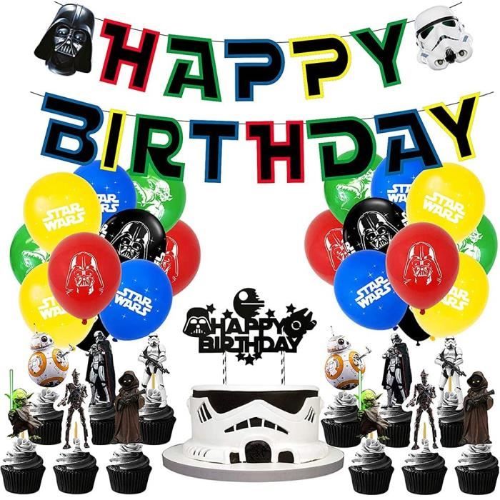 Star Decorations De Fete D Anniversaire Set Wars De Fete Comprend Banniere Joyeux Anniversaire Ballons Cupcake Topper 412 Cdiscount Maison