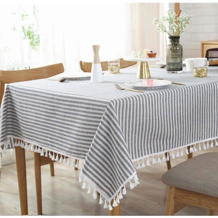 Ecent Nappe de Table en Coton et Lin Anti-Tache Lavable 100 x 140 cm pour Table à Manger Terrasse Salon Jardin Pique-Nique etc. 