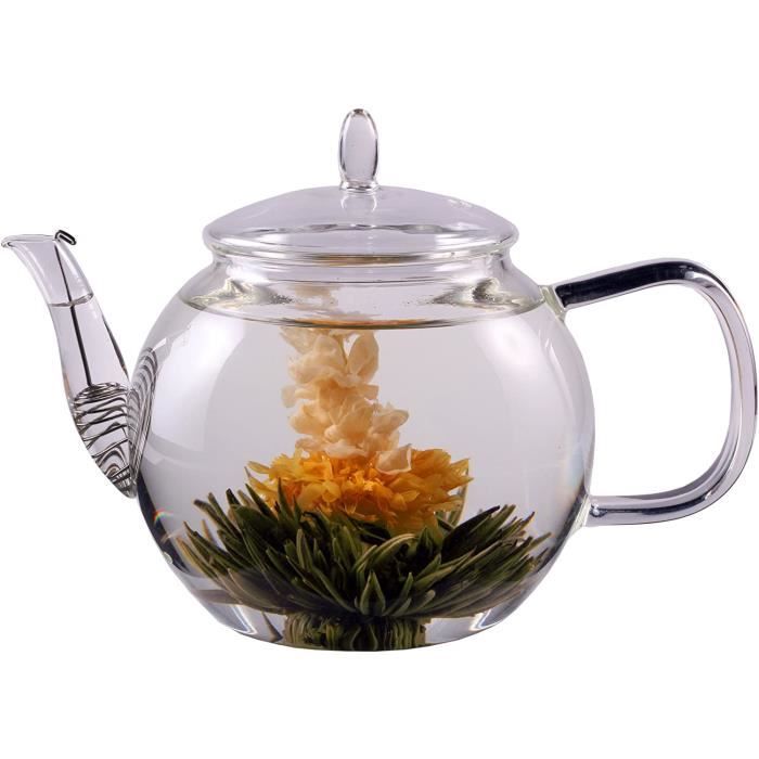Théière En Verre Borosilicate 1300ml Avec Couvercle Et Base En Liège Naturel - Design Élégant