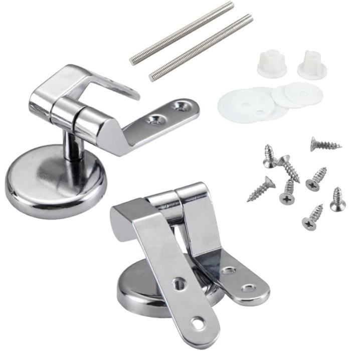 Kit De 2 Charnières Pour Abattant WC - Fixation Par Le Dessus Avec écrous En Caoutchouc - Universel - Remplacement Facile