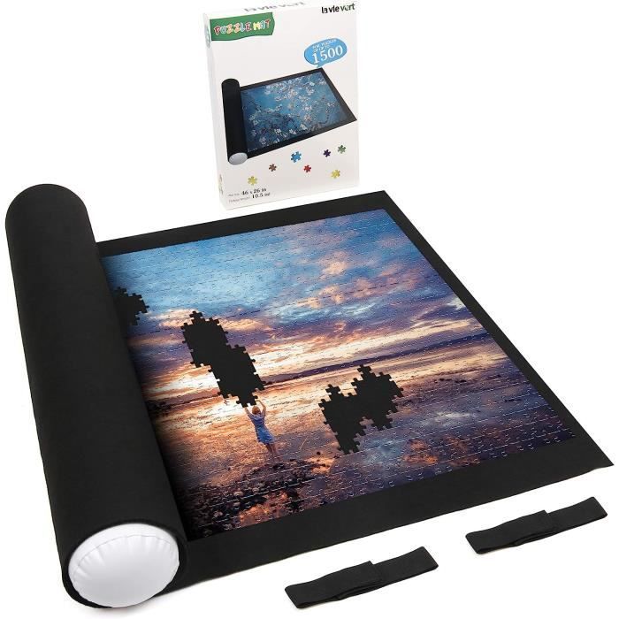 Tapis De Rangement Enroulable Lavievert Pour Puzzle Jusqu’à 1500 Pièces – Feutre Antidérapant – Avec Tube Gonflable Et élastiques