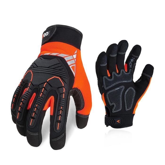 Gants De Travail Vgo. Securite Gants Mecanicien Anti vibrations Robustes sl8849ip9 lorange1paire Cdiscount Auto