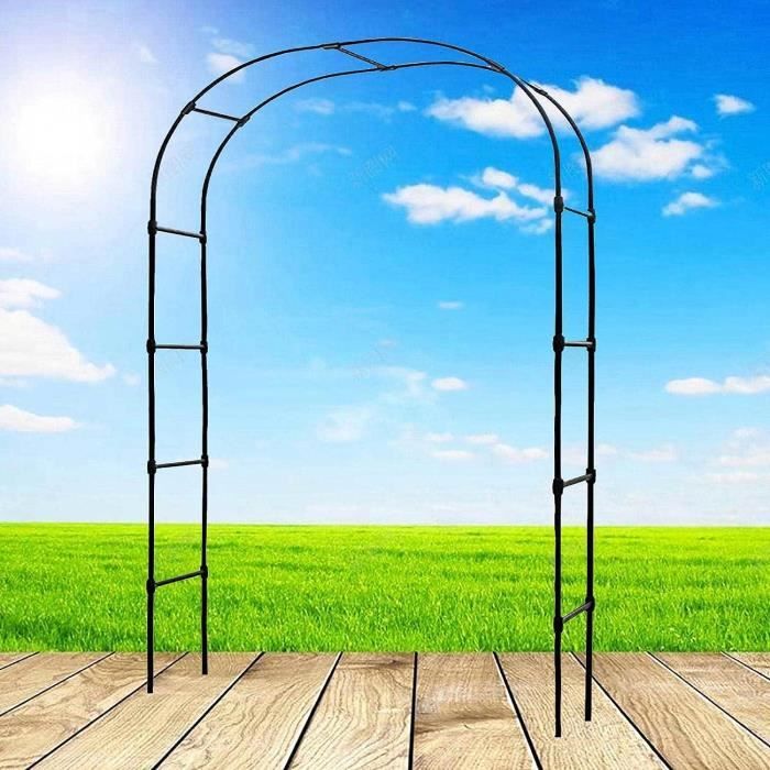 Arche De Jardin Métallique - 1.8x2.4 M Noir - Tonnelle Pour Rosiers Et Plantes Grimpantes - Résiste Aux Intempéries
