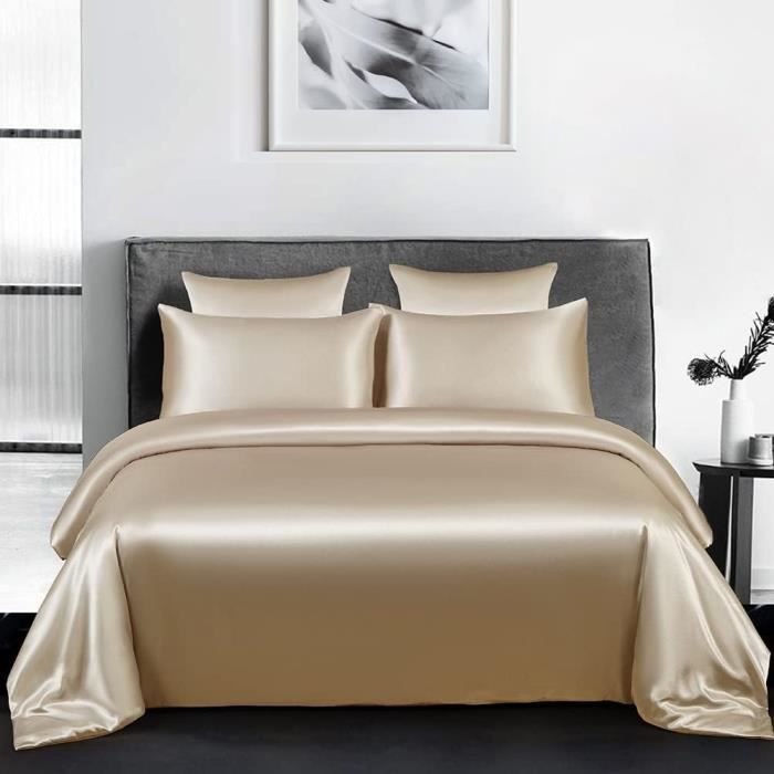 Parure housse de couette 100% coton uni beige + 2 taies 240x220 cm Beige | Maisons du Monde