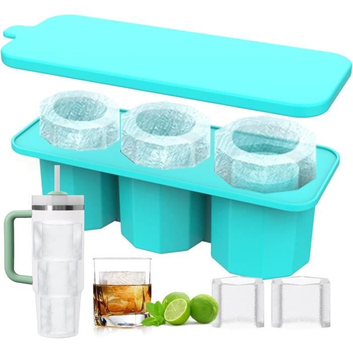 Stanley Cup Ice Mold - Set De 3 Moules à Glaçons Cylindriques Creux Silicone Avec Couvercle