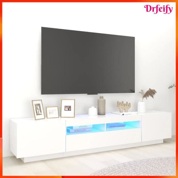 Ayhao Meuble TV avec lumières LED Blanc 200x35x40 cm 123456