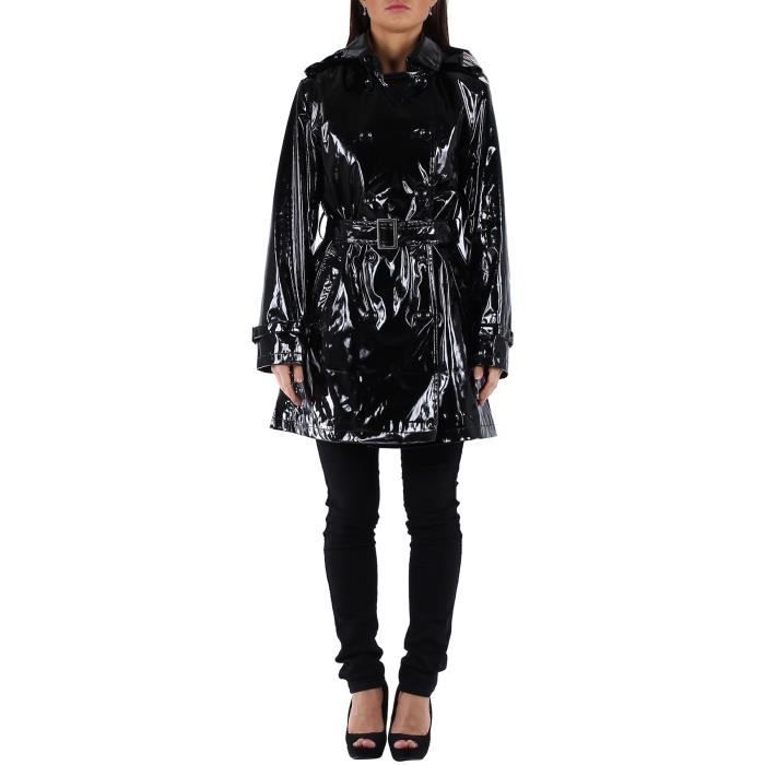 Impermeable noir vernis clearance