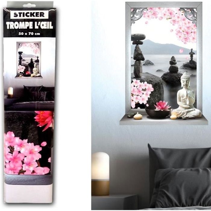 Sticker Mural Zen Trompe L Oeil Achat Vente Stickers Soldes