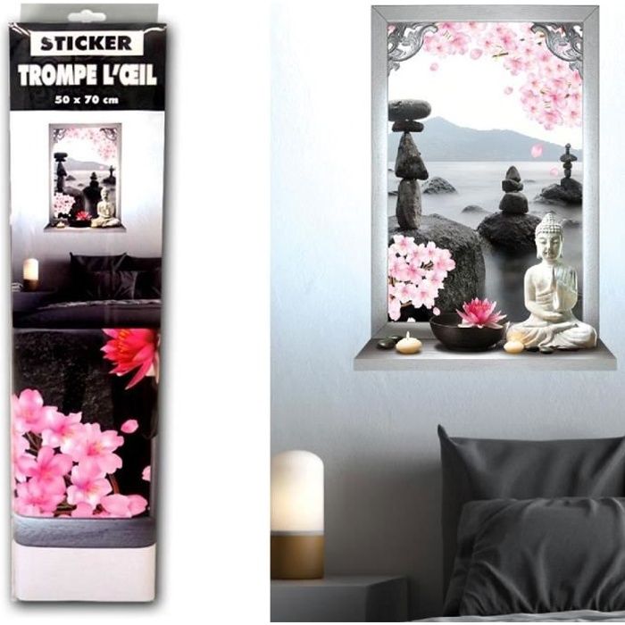 Sticker Mural Zen Trompe l'oeil - Cdiscount Maison