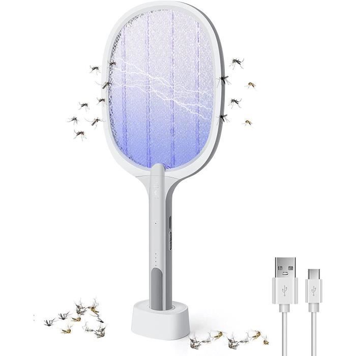 Raquette Anti Moustiques Électrique 2 en 1 Tapette anti-moustique  électrique USB,pour tuer les moustiques et autres insectes volants