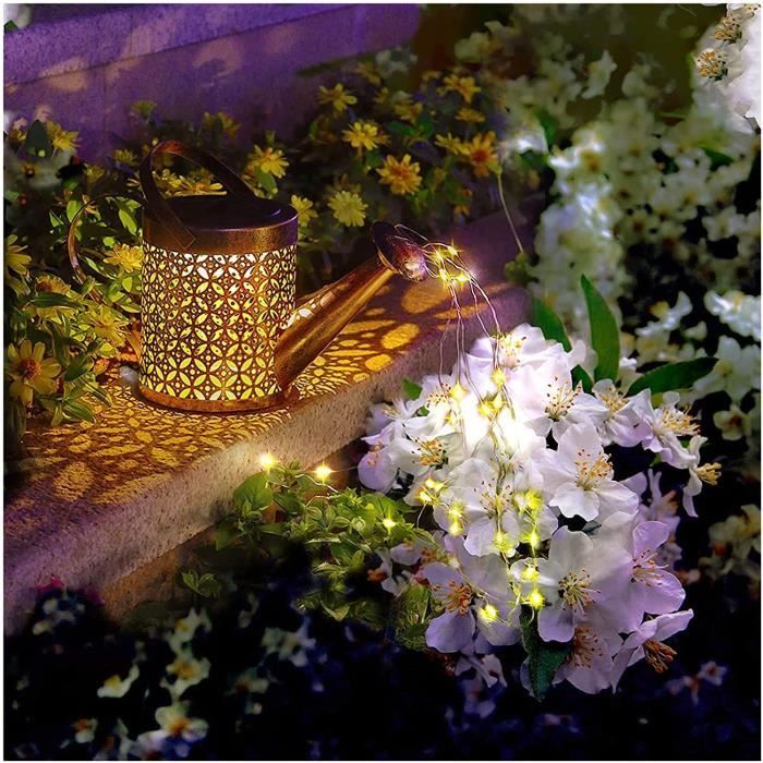 Arrosoir Solaire Avec Guirlande LED Lumineuse – Lanterne Jardin Extérieur Étanche, Effet Cascade Colorée, Décoration Magique Noël Patio Terrasse