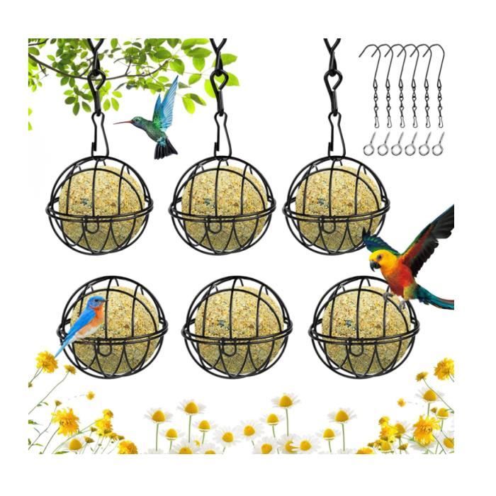Mangeoire pour Oiseaux Sauvages - Métal - Anti-écureuil - 6 mangeoires - Extérieur